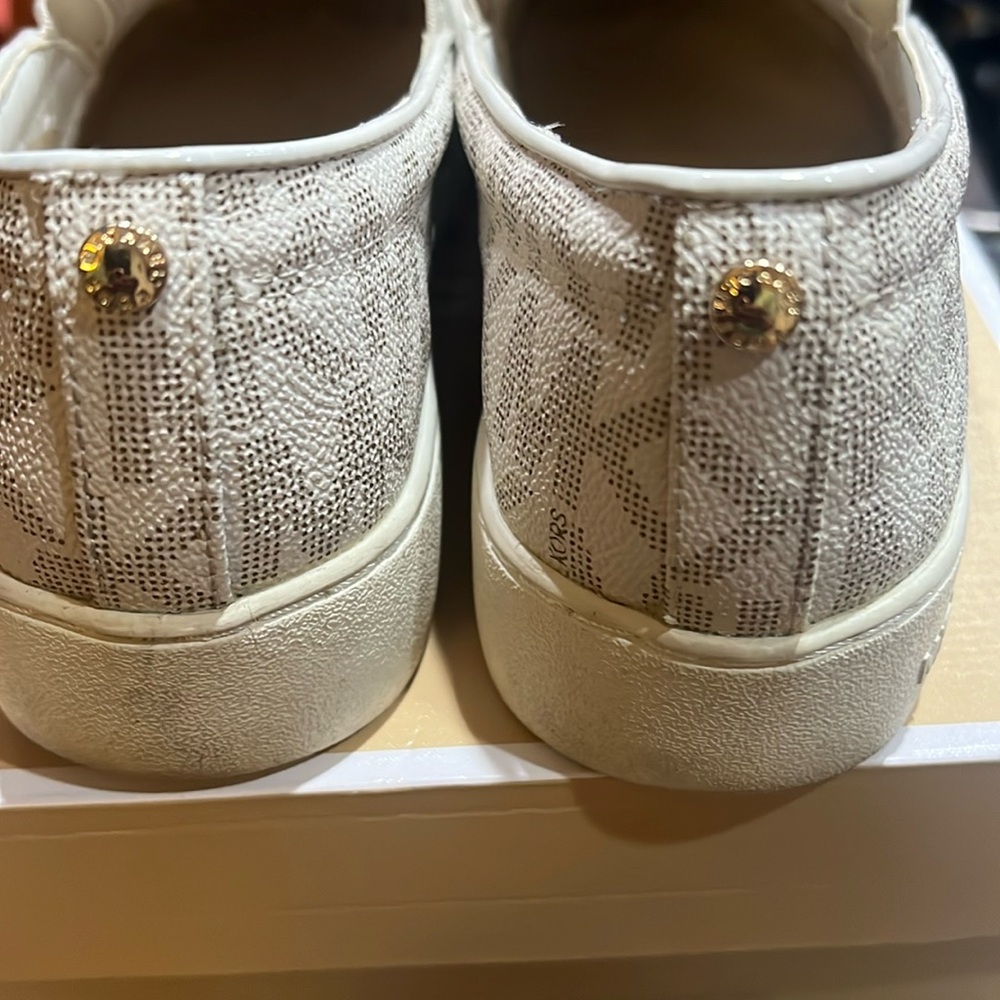 Michael Kors White Logo Slip-On Sneakers Size 7.5